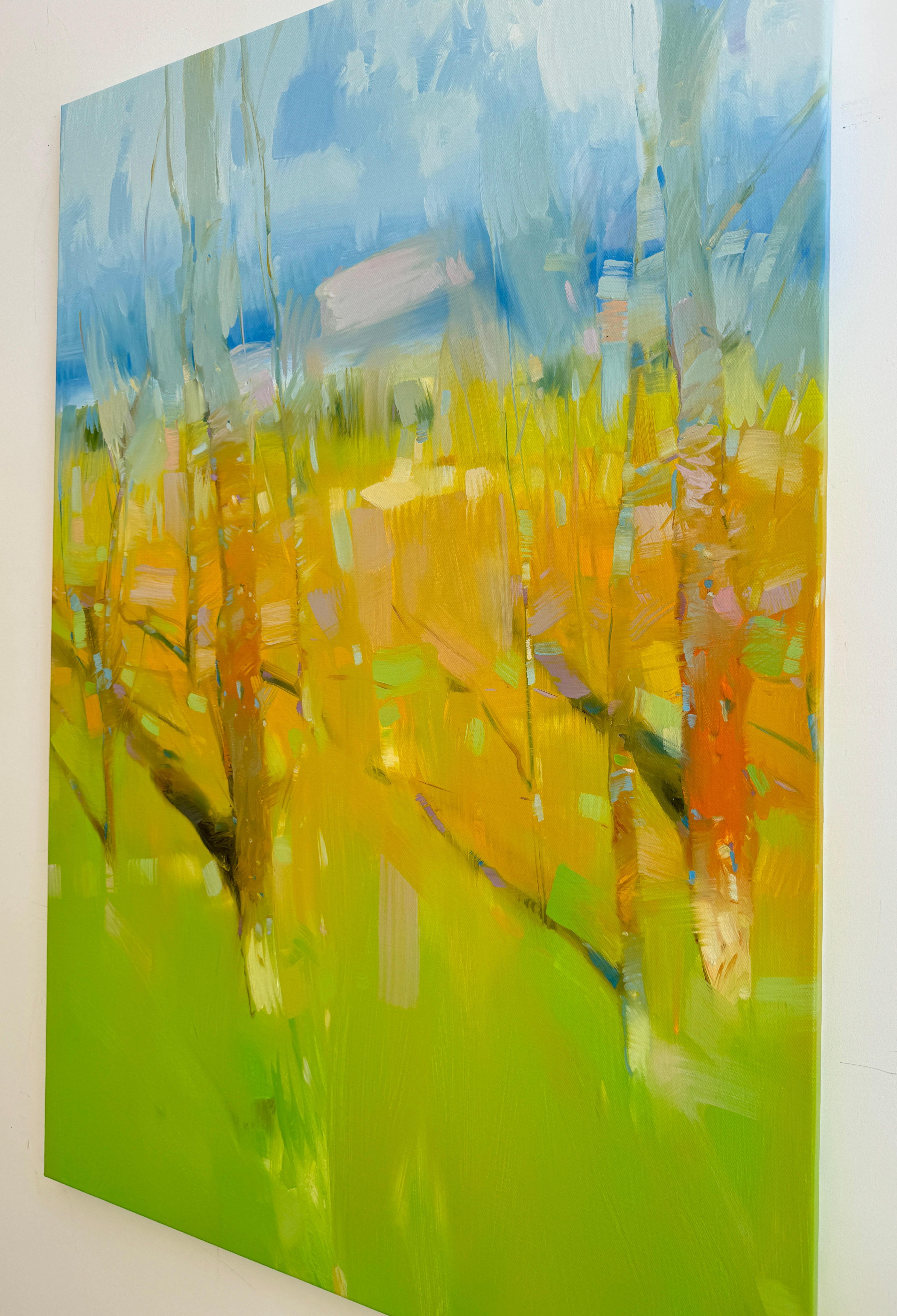 Día soleado, Paisaje impresionismo Pintura al óleo original, Lista para colgar - Landscape Painting Marrón de Vahe Yeremyan