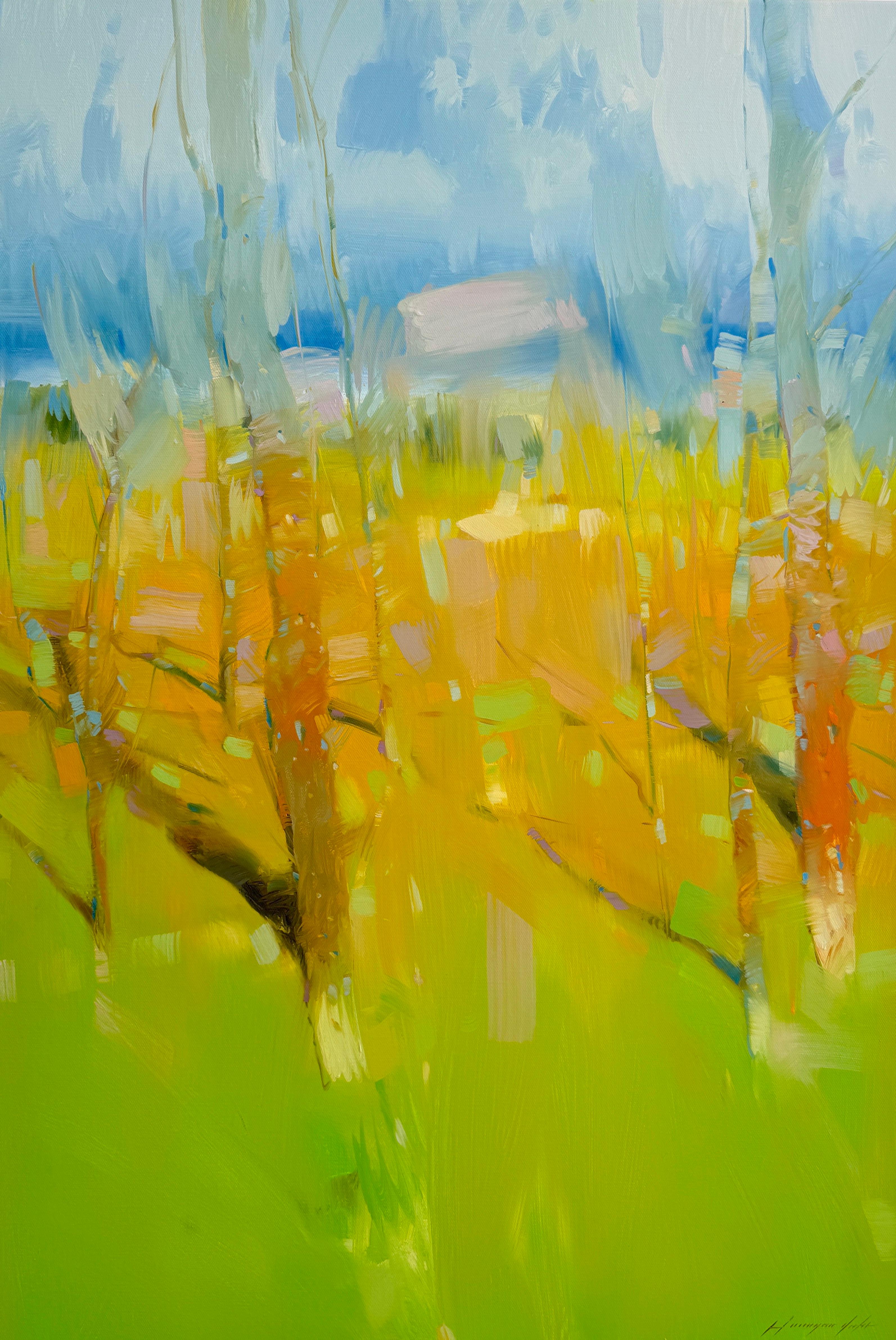Landscape Painting de Vahe Yeremyan - Día soleado, Paisaje impresionismo Pintura al óleo original, Lista para colgar