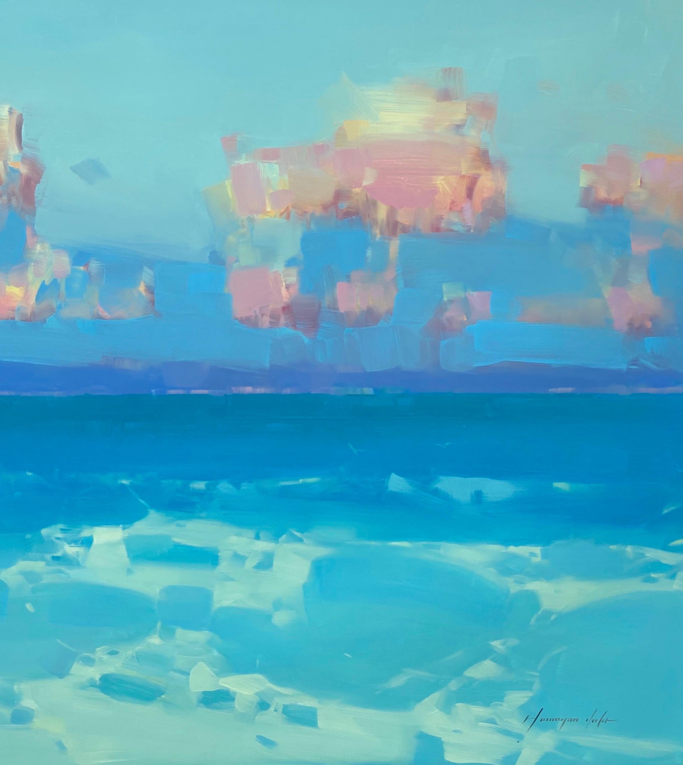 Sonnenuntergang, Abstraktes Ölgemälde – Painting von Vahe Yeremyan