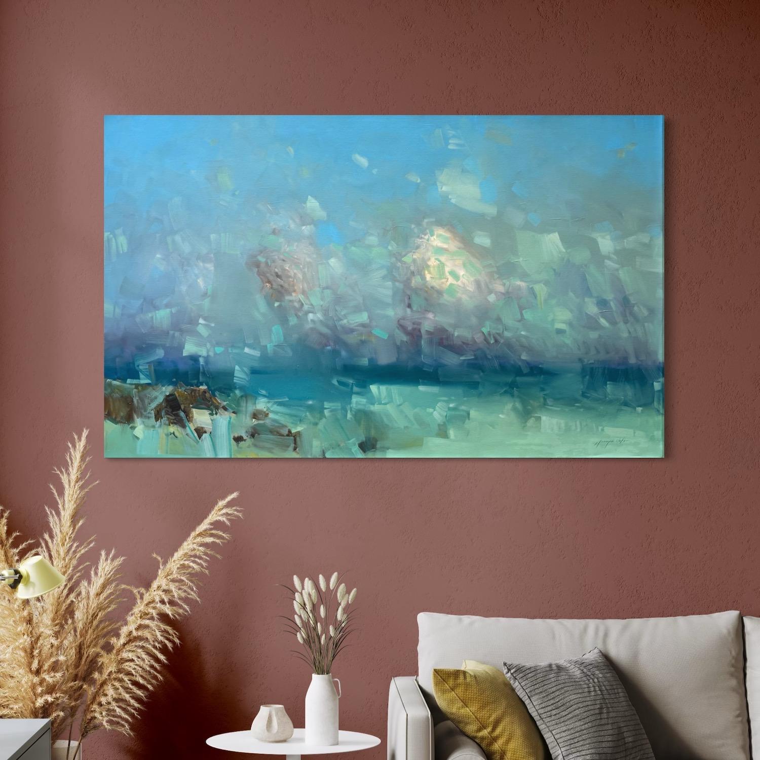 Sonnenuntergang am Meer Impressionismus Originalgemälde zum Aufhängen im Angebot 1