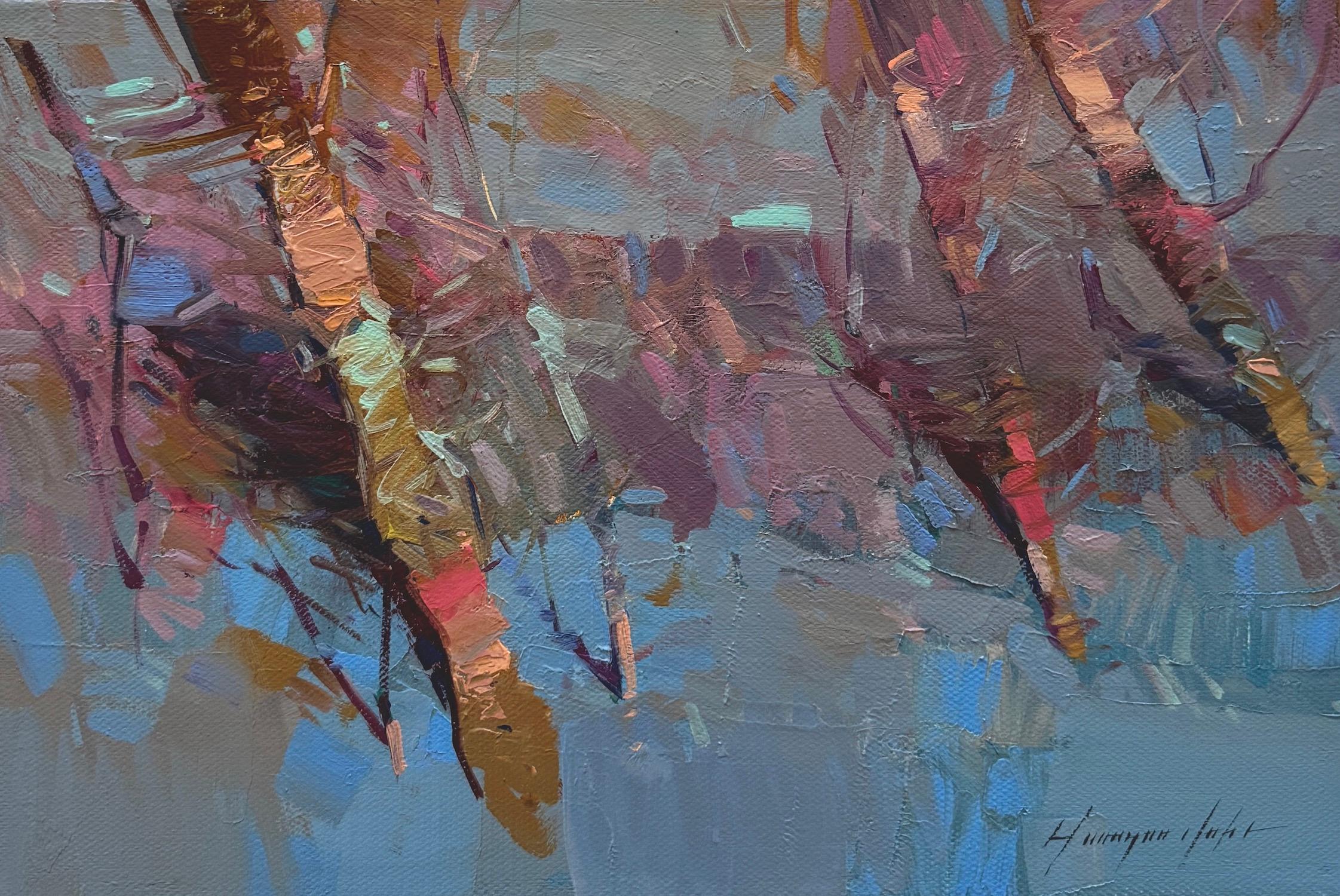 Landscape Painting de Vahe Yeremyan - Árboles Impresionismo Cuadro al óleo original, listo para colgar