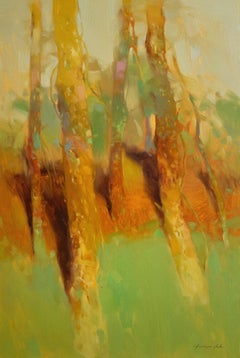 Trees in a Sunny, Original oil Painting, Ready to Hang