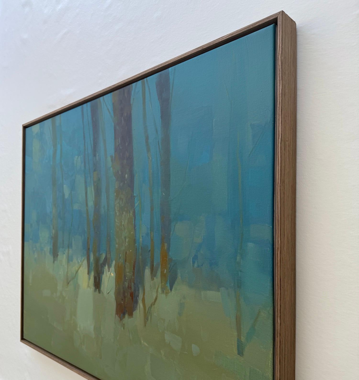 Arbres en turquoise Impressionnisme Peinture à l'huile originale prête à être accrochée en vente 5