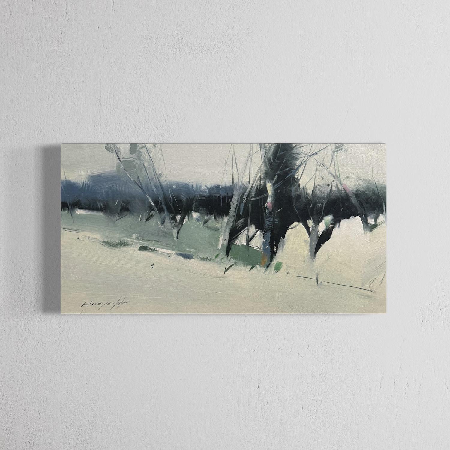 Alberi Paesaggio Impressionismo Pittura a olio originale, pronta da appendere - Painting di Vahe Yeremyan