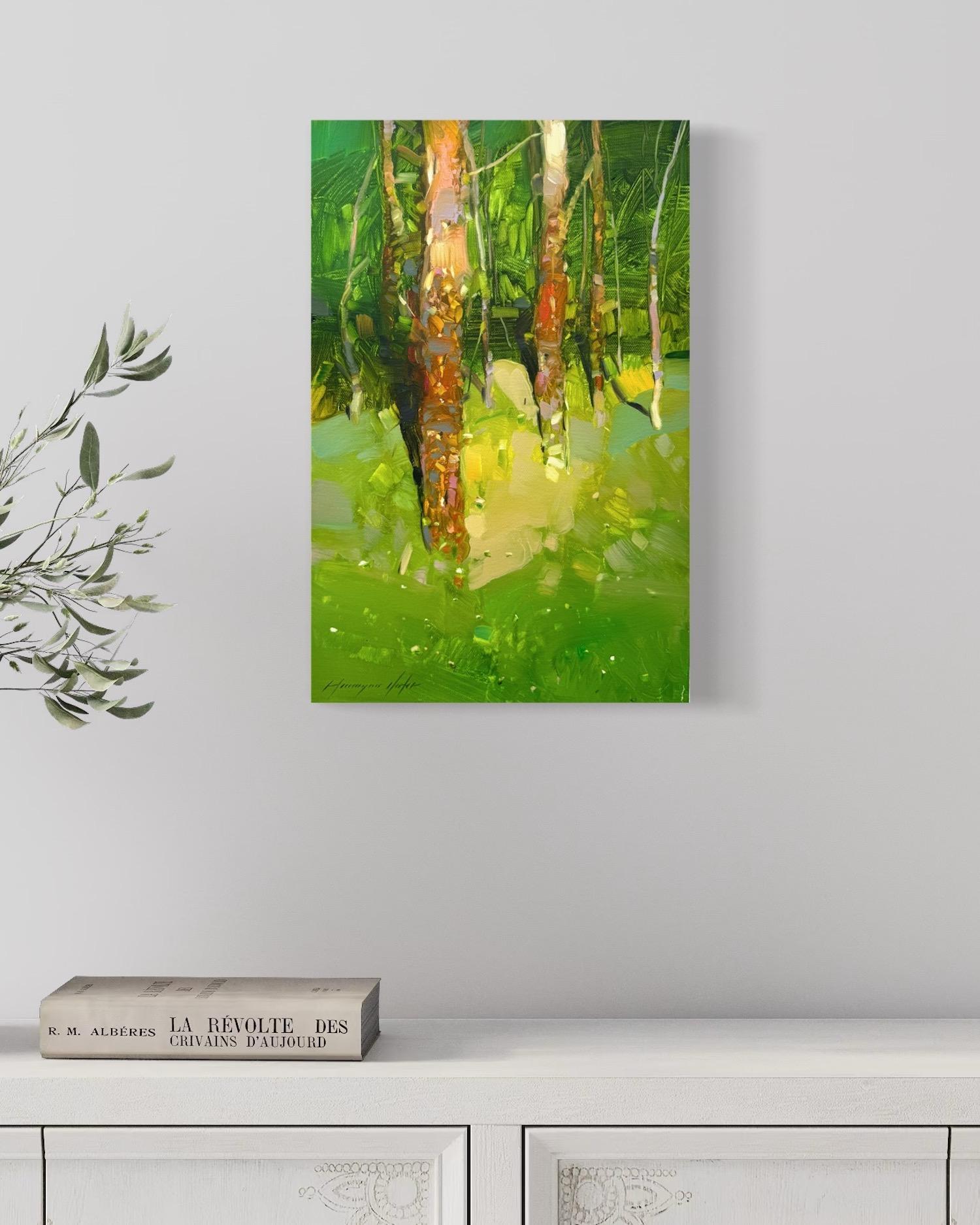 Trees Landscape Impressionismus Original Ölgemälde, hängefertig – Painting von Vahe Yeremyan