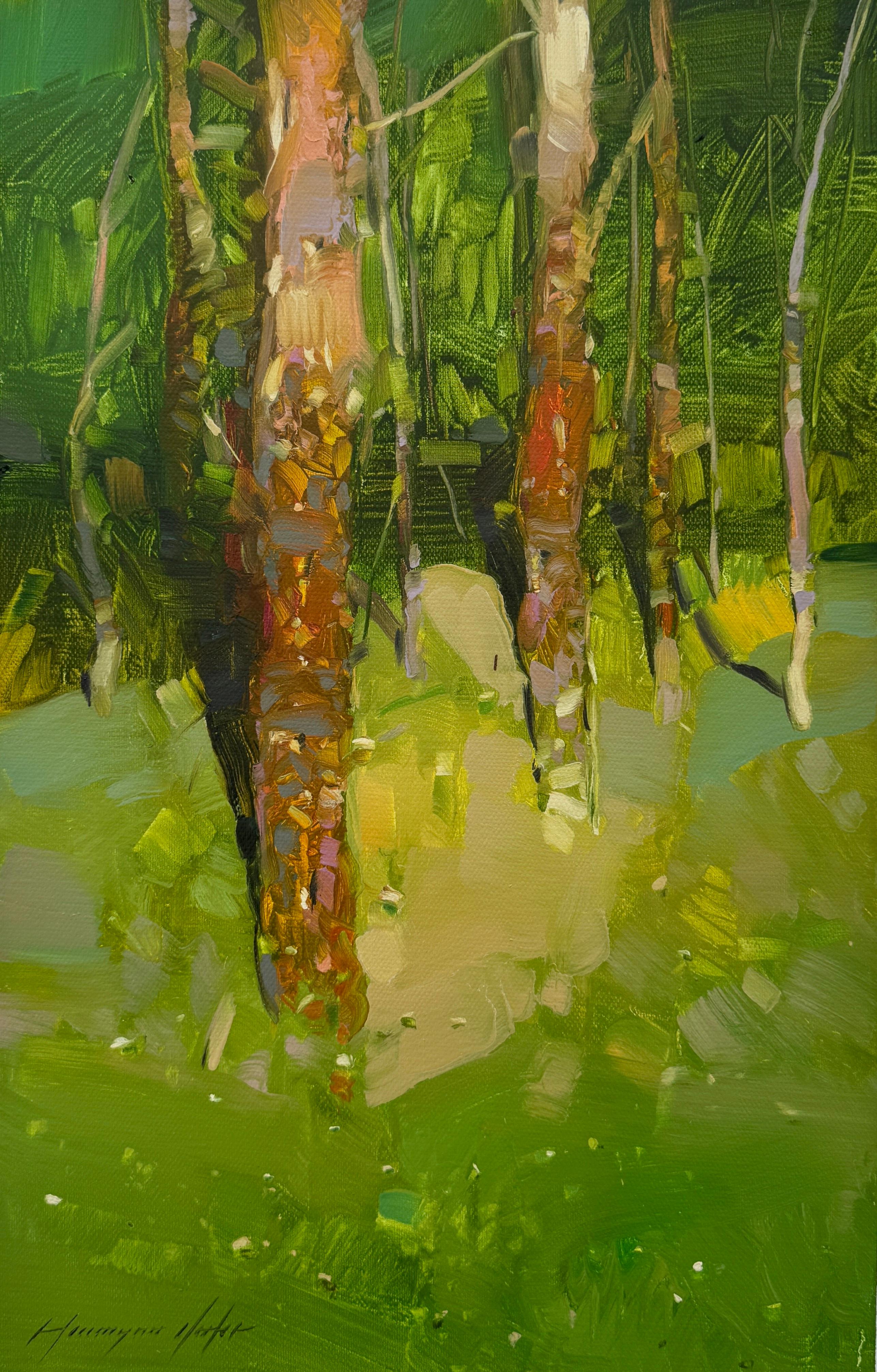 Trees Landscape Impressionismus Original Ölgemälde, hängefertig