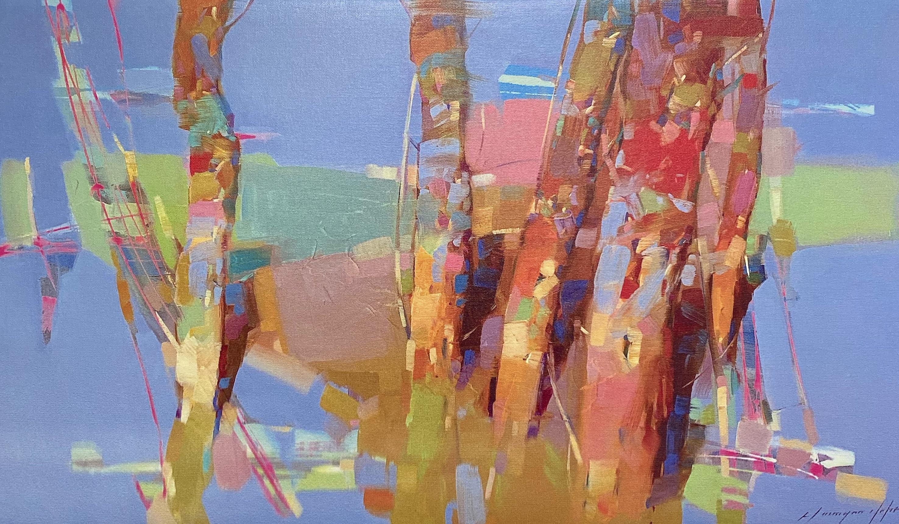 Landscape Painting di Vahe Yeremyan - Alberi, Stampa su tela, con cornice, pronta da appendere