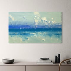 Paisaje marino de la bahía de Turquesa Pintura al óleo original, lista para colgar