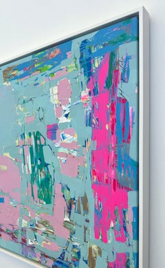 Turquoise Drift, Abstract Art Original Painting Ready to Hang