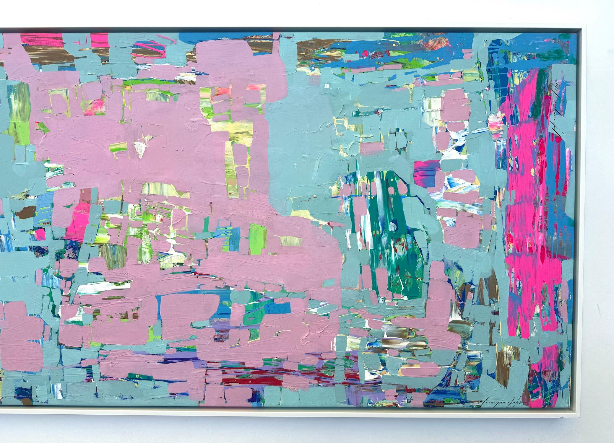 Turquoise Drift, Abstraktes Originalgemälde zum Aufhängen (Impressionismus), Painting, von Vahe Yeremyan