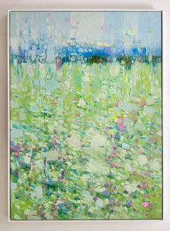 Valley in Bloom Landscape Impressionism Original oil Painting, Ready to Hang