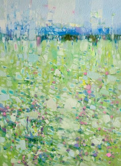 Valley in Bloom Landscape Impressionism Original oil Painting, Ready to Hang