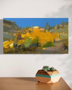 Paisaje de valle Impresionismo Pintura al óleo original, Lista para colgar