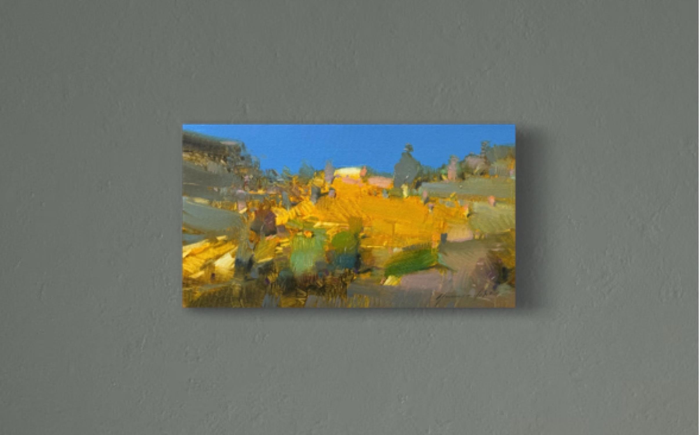 Paesaggio della valle Impressionismo Pittura ad olio originale, pronta da appendere in vendita 1