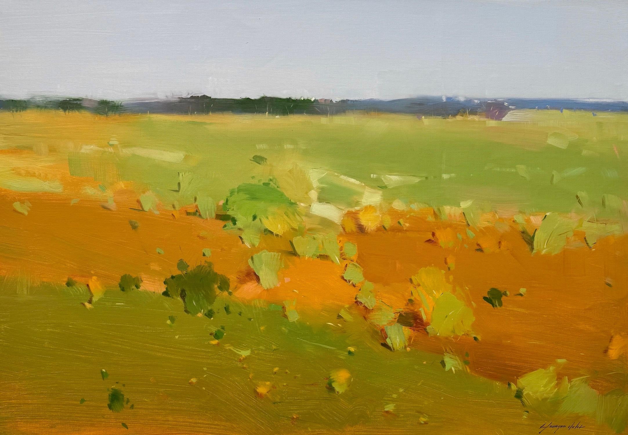 Vue de la vallée Paysage Impressionnisme Peinture à l'huile originale, prête à être accrochée