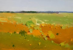 Vista de un valle Paisaje Impresionismo Pintura al óleo original, Lista para colgar