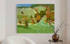 Valley View Landscape Impressionism Original Painting Ready to Hang