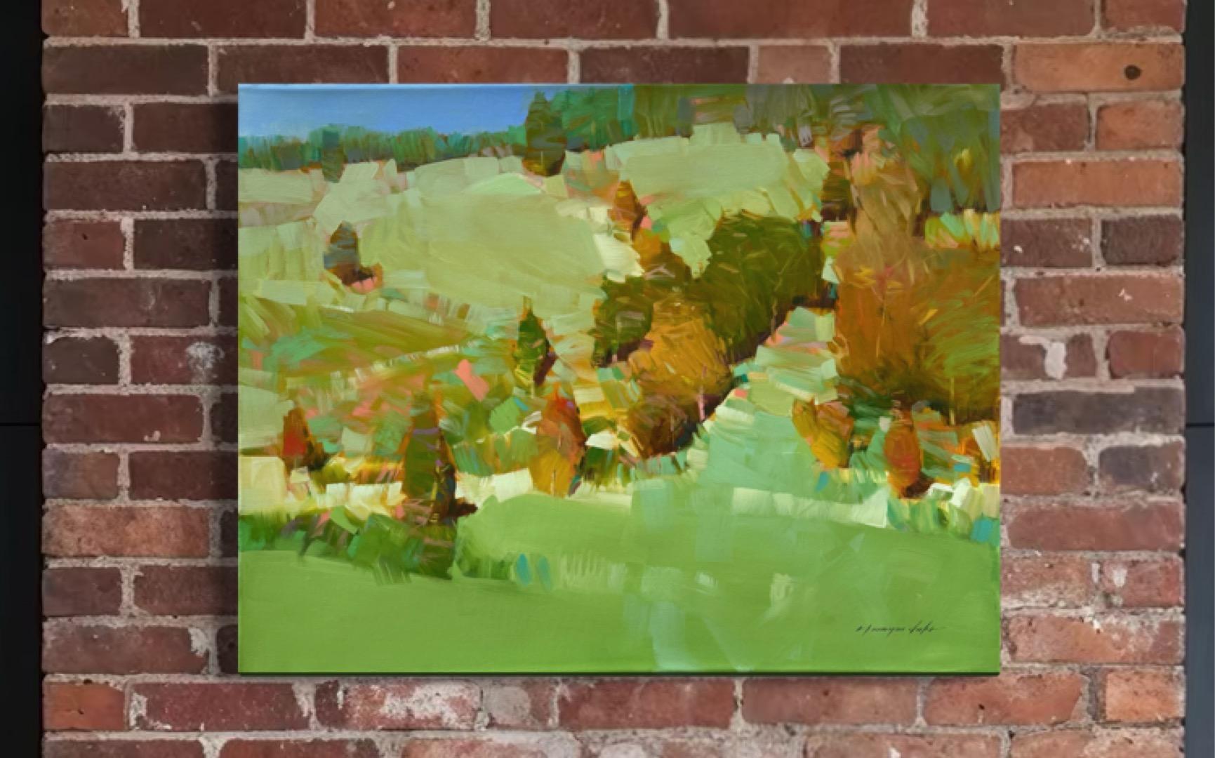 Vue de la vallée Paysage Impressionnisme Peinture originale prête à accrocher en vente 1