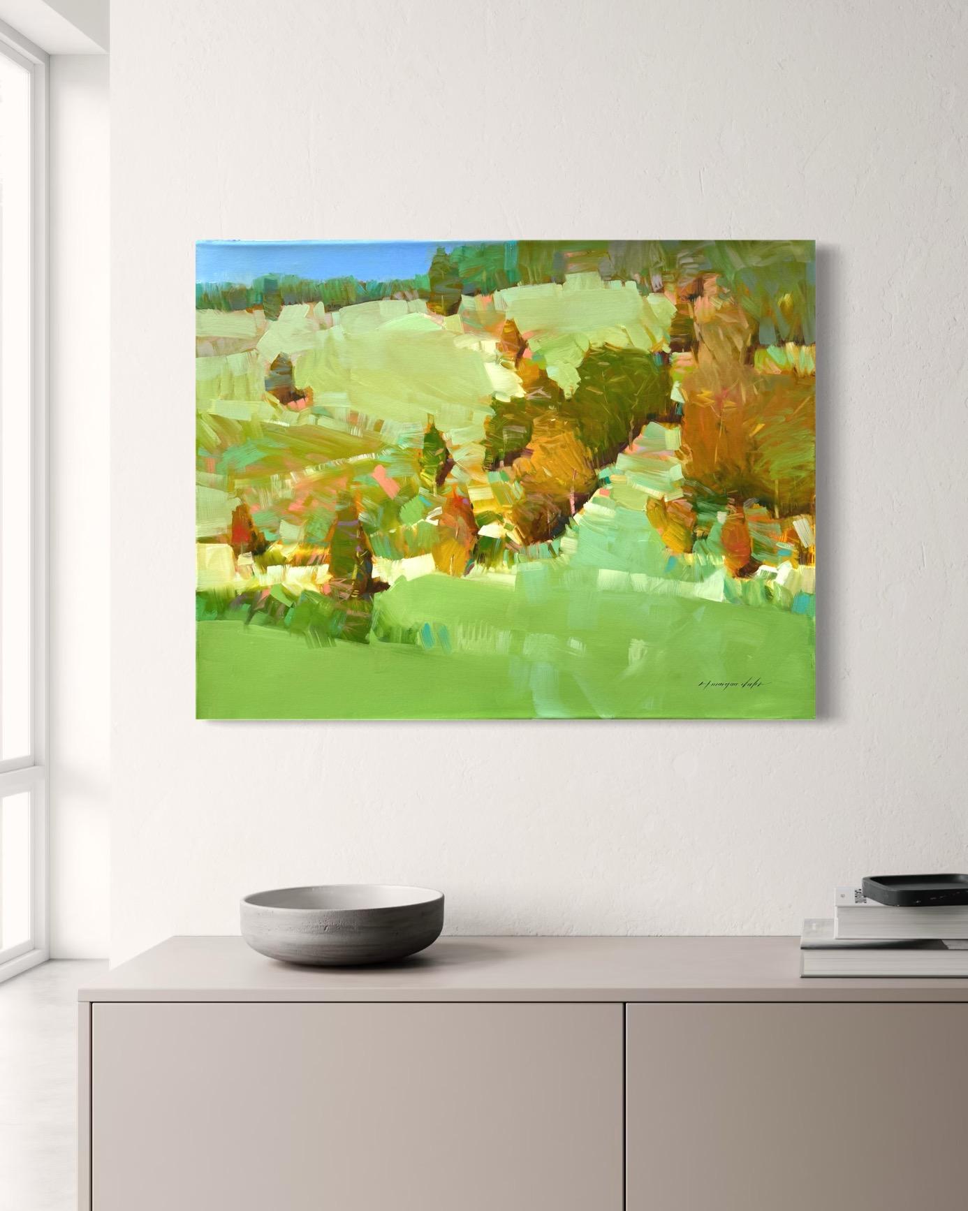 Vue de la vallée Paysage Impressionnisme Peinture originale prête à accrocher en vente 2