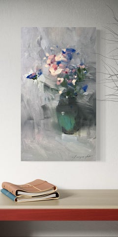 Vase of Flowers Impressionism Original oil Painting, Ready to Hang