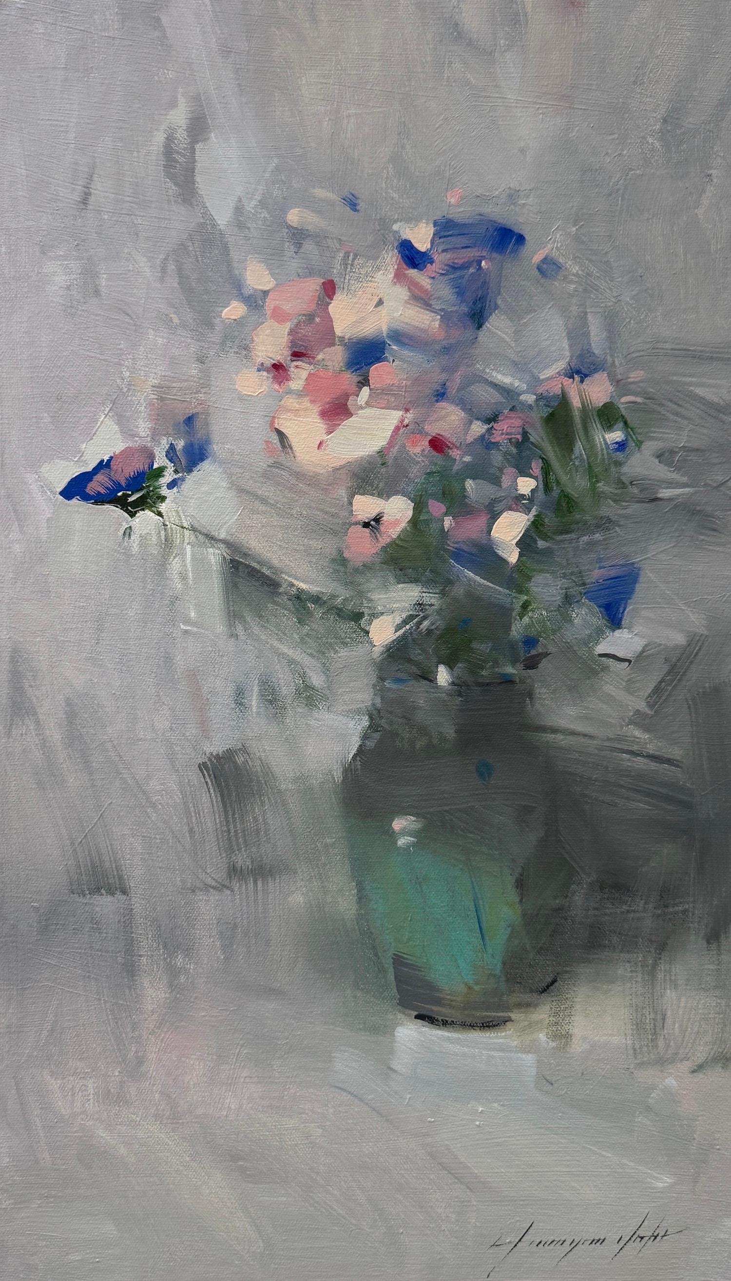 Vahe Yeremyan Still-Life Painting – Vase of Flowers Impressionism Original oil Painting, Ready to Hang