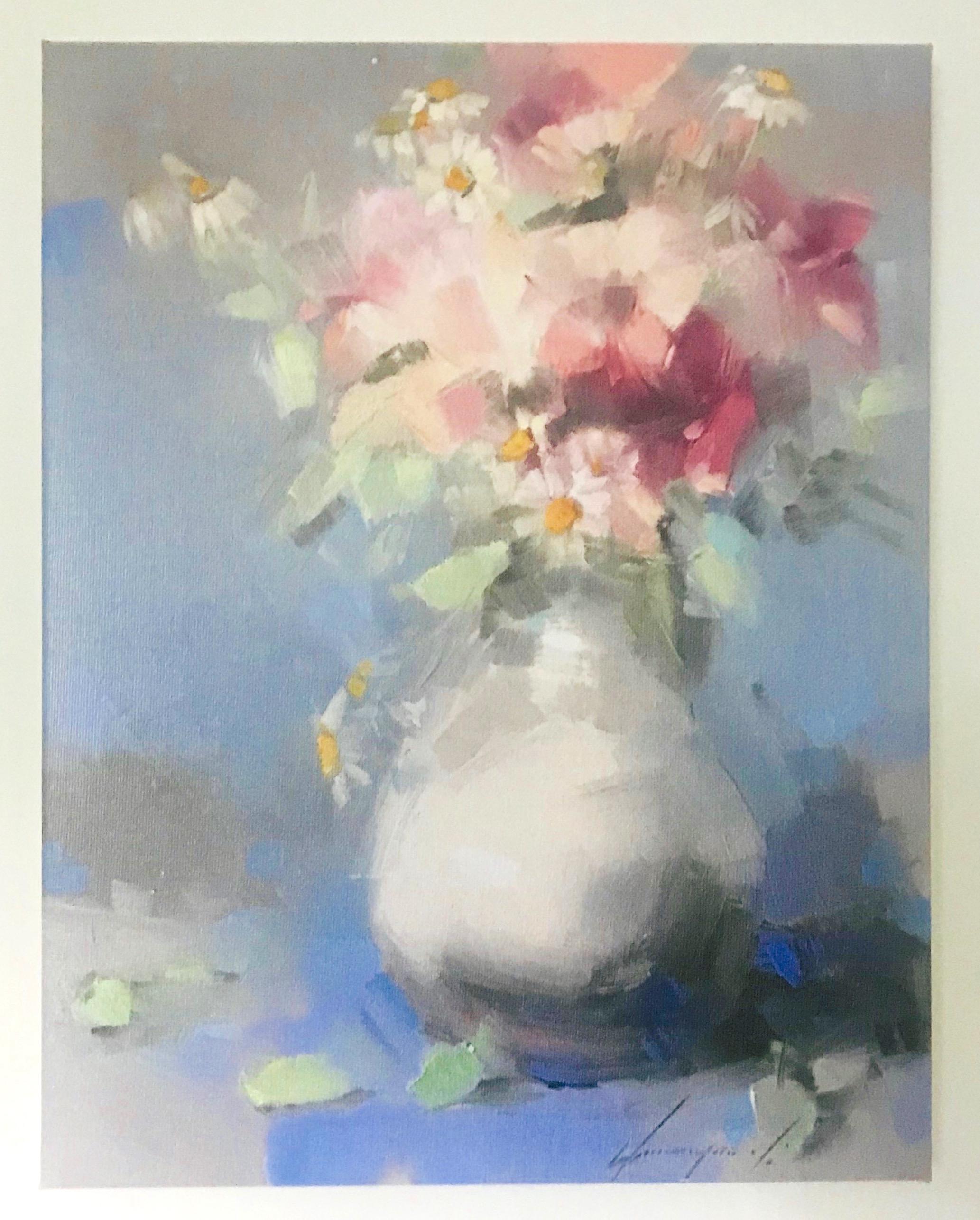 Vase of Flowers, Print on Canvas - Painting by Vahe Yeremyan