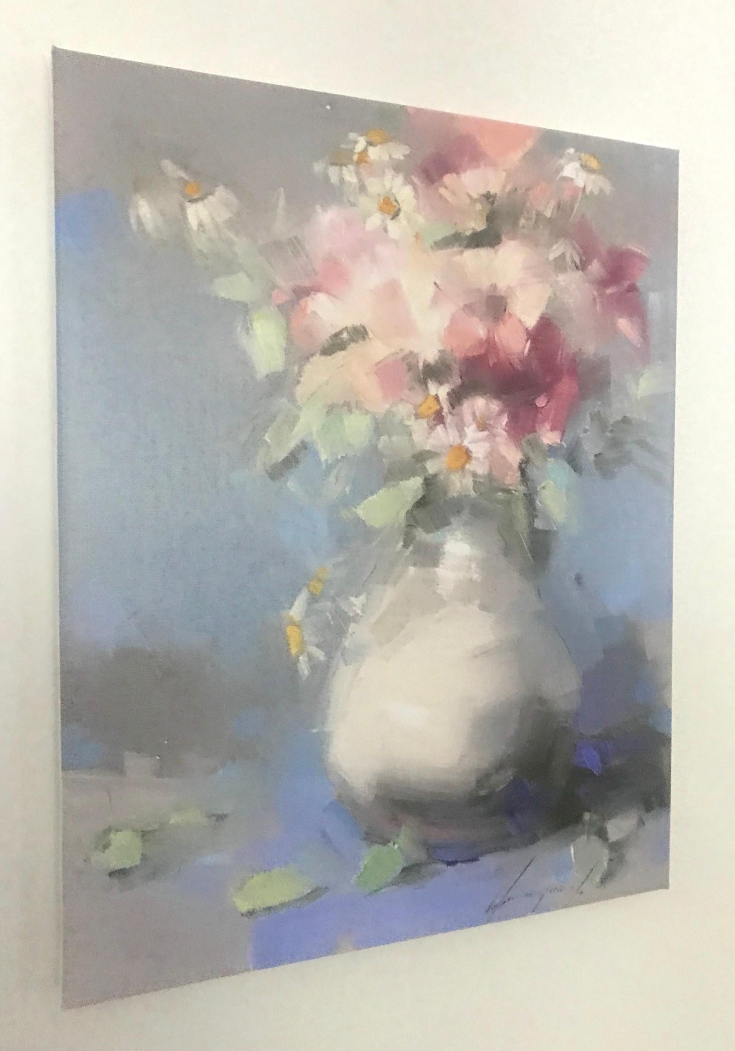 Vase of Flowers, Print on Canvas - Impressionist Painting by Vahe Yeremyan