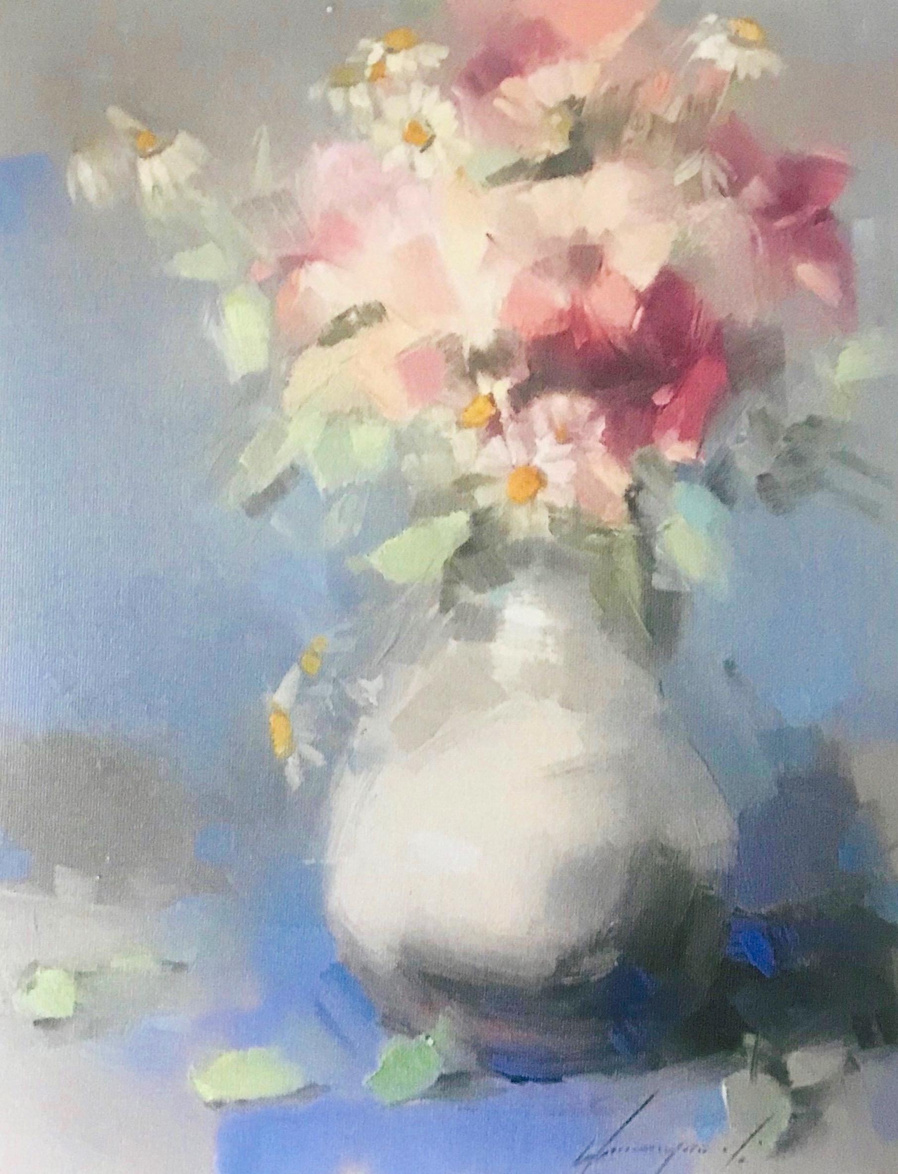 Vahe Yeremyan Landscape Painting - Vase of Flowers, Print on Canvas