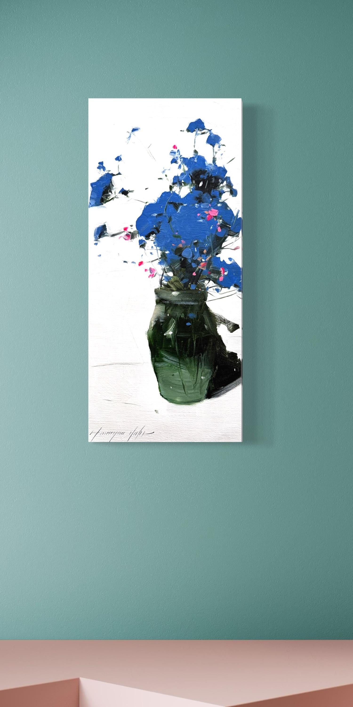 Blumenvase Stillleben Impressionismus Original Ölgemälde, hängefertig – Painting von Vahe Yeremyan