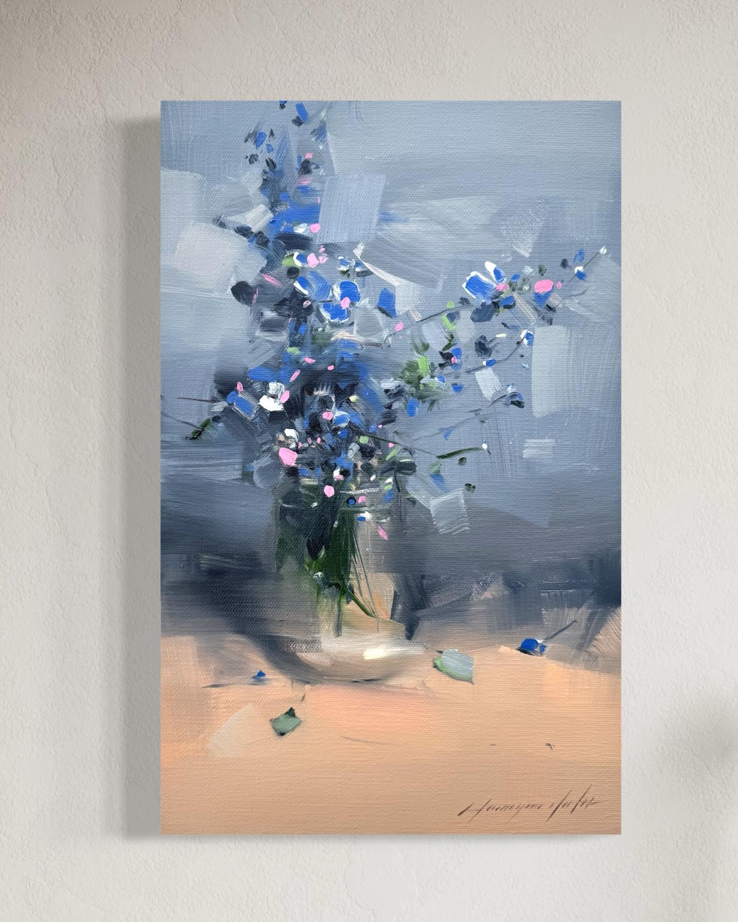 Blumenvase Stilleben Original Ölgemälde, hängefertig (Impressionismus), Painting, von Vahe Yeremyan