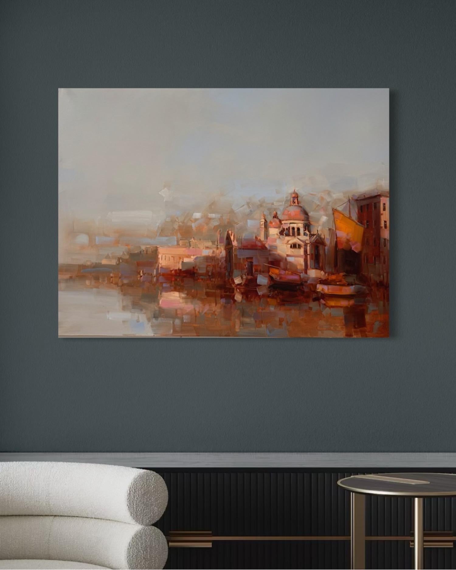 Venice Santa Maria Cityscape Impressionism Original Painting Ready to Hang For Sale 1