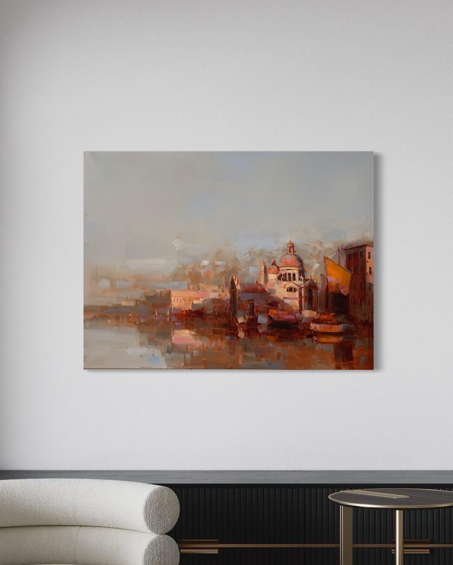 Venice Santa Maria Cityscape Impressionism Original Painting Ready to Hang For Sale 2