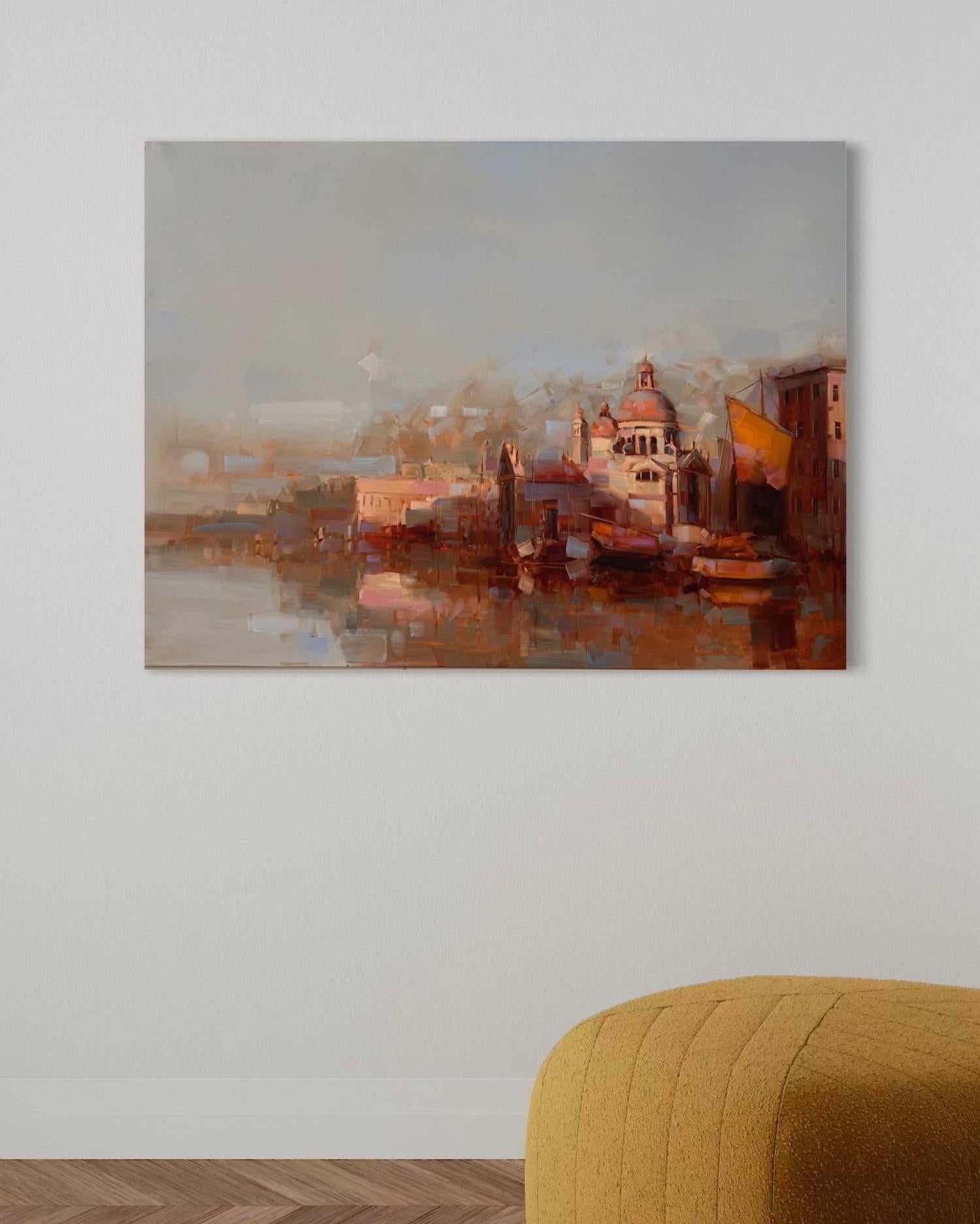 Venice Santa Maria Cityscape Impressionism Original Painting Ready to Hang For Sale 3