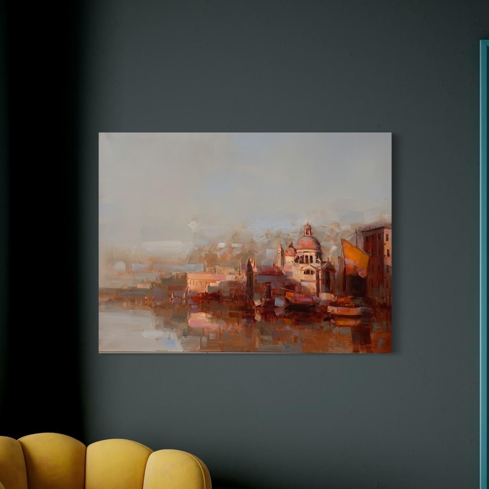 Venice Santa Maria Cityscape Impressionism Original Painting Ready to Hang For Sale 4