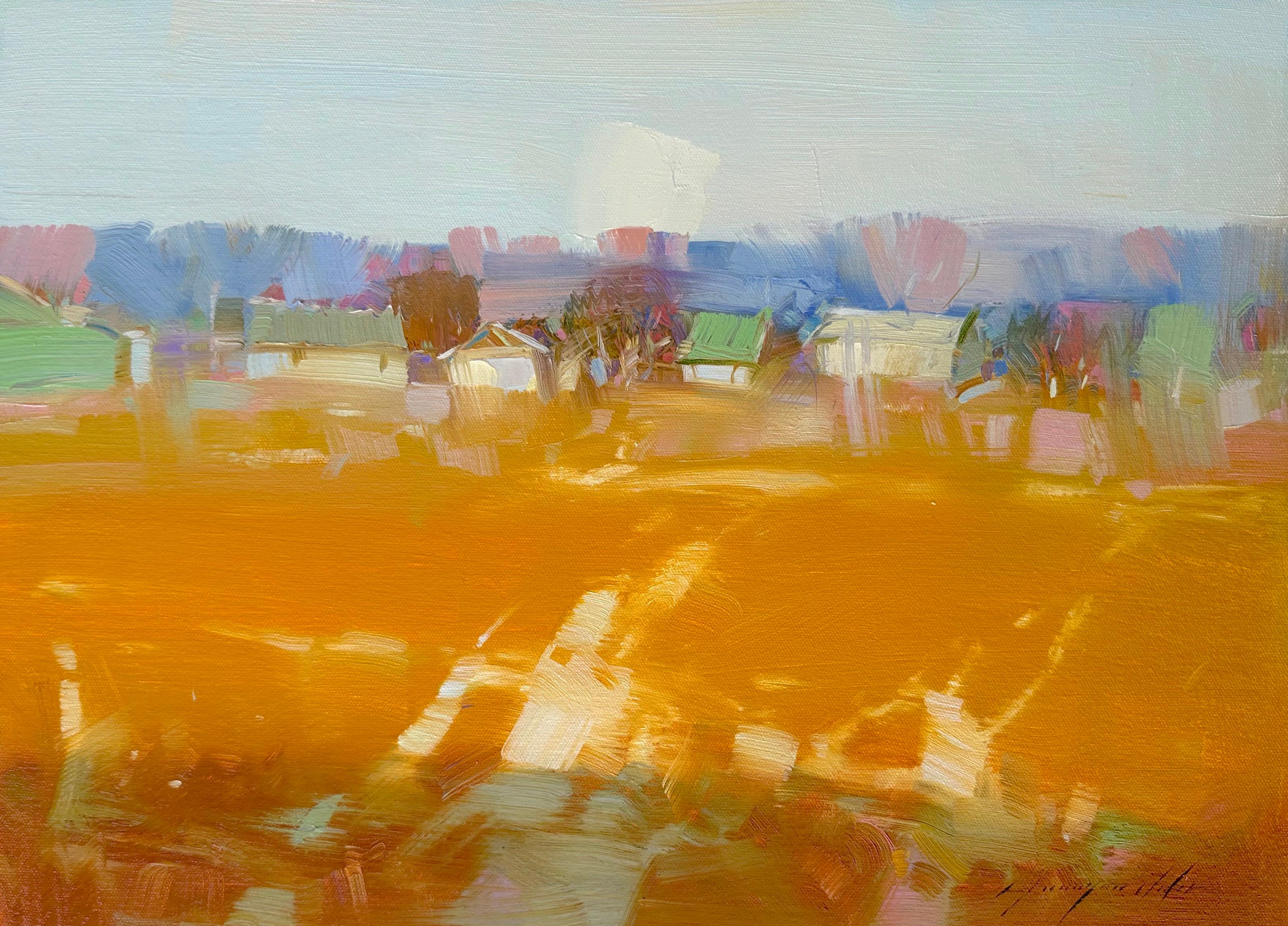 Landscape Painting di Vahe Yeremyan - Autunno vibrante, pittura ad olio originale dell'impressionismo, pronta da appendere