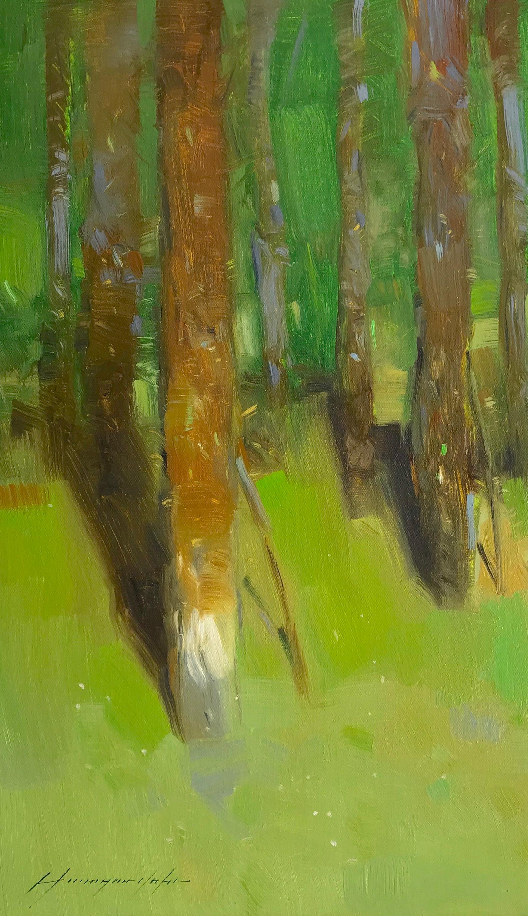 Vibrant Forest, Landscape Original Oil Painting, Handmade Artwork