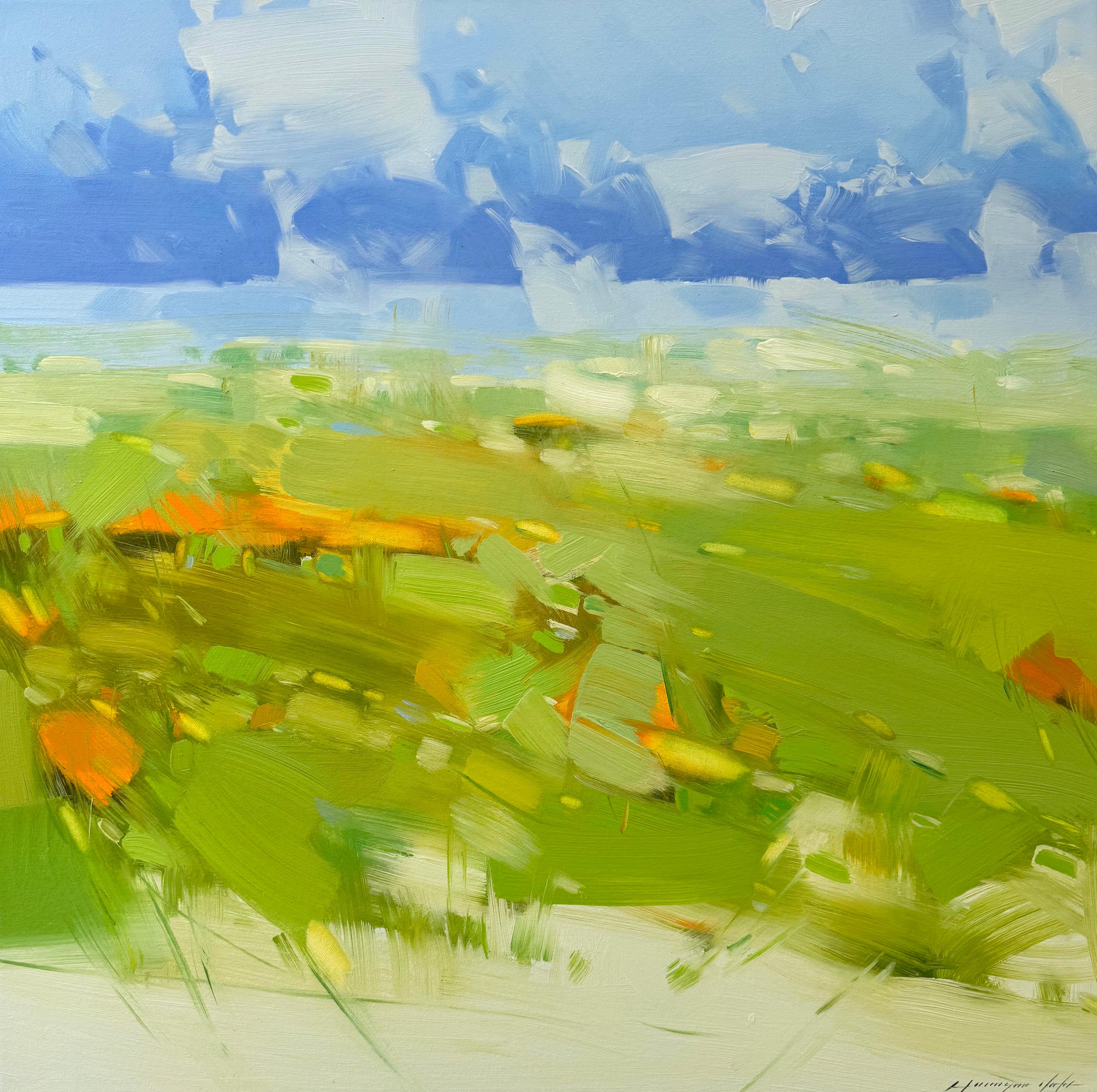 Landscape Painting de Vahe Yeremyan - Verano vibrante, Paisaje, Pintura al óleo original, Lista para colgar, Impresionismo