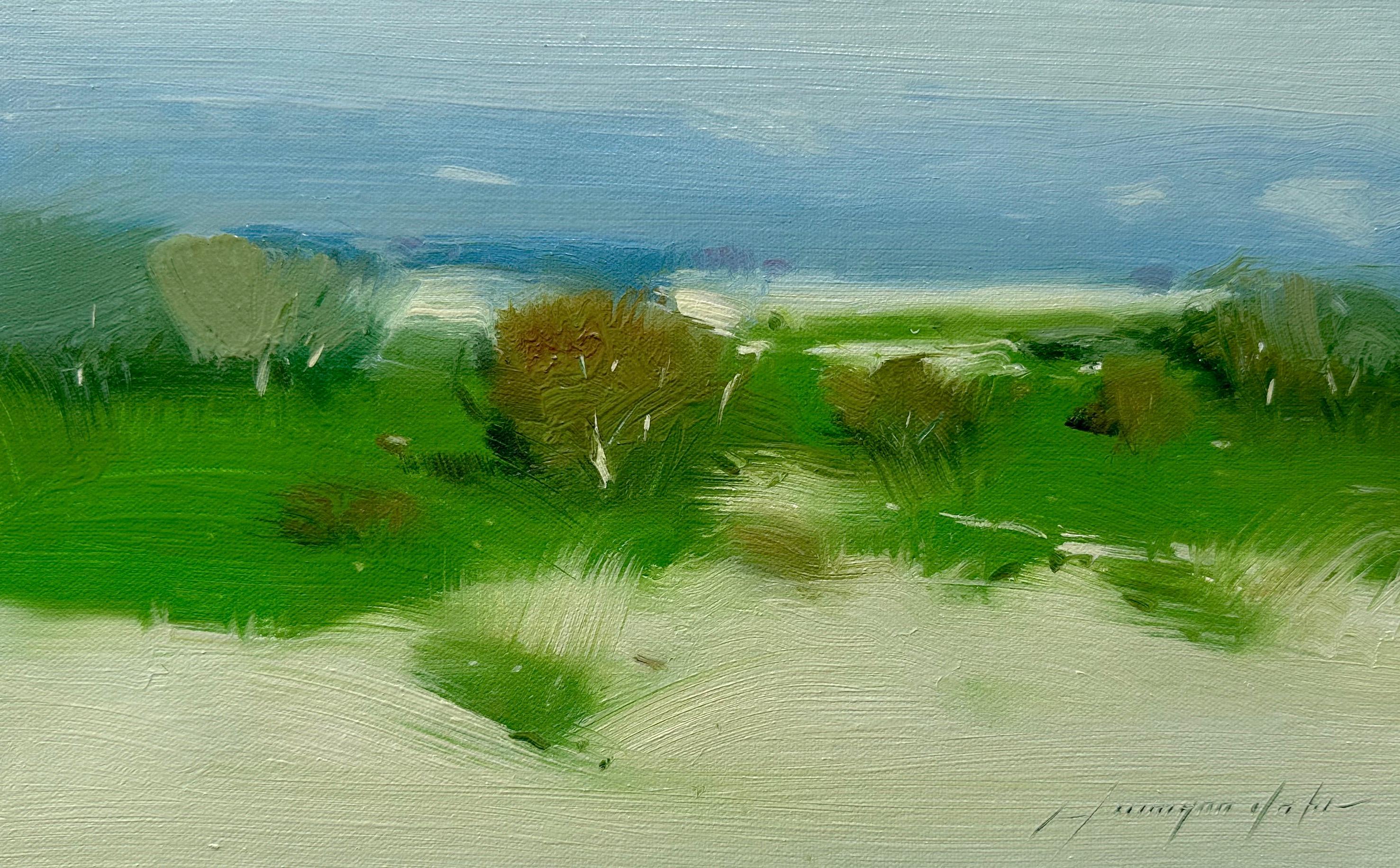 Vahe Yeremyan Landscape Painting – Leuchtender Sommer, Landschaft, Original-Ölgemälde in Öl, hängefertig