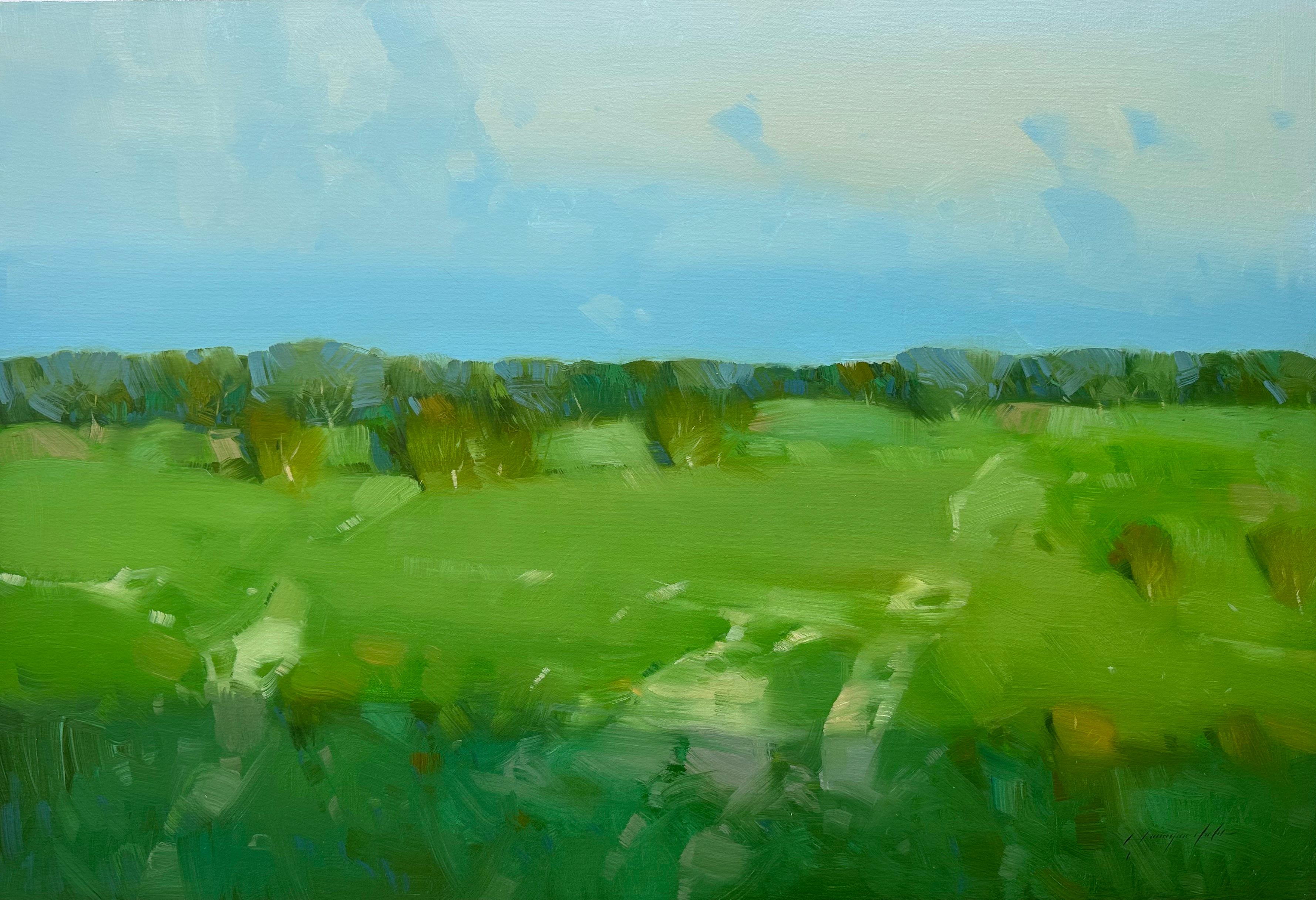 Landscape Painting di Vahe Yeremyan - Estate vibrante, Paesaggio, Pittura a olio originale, pronta da appendere