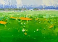 Estate vibrante, pittura a olio originale, pronta da appendere