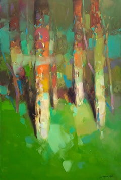 Vibrant Trees, Original Oil Painting, Handmade Artwork