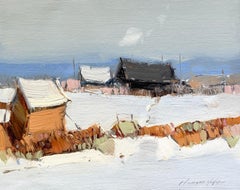 Paesaggio del villaggio impressionismo Pittura ad olio originale, pronta da appendere