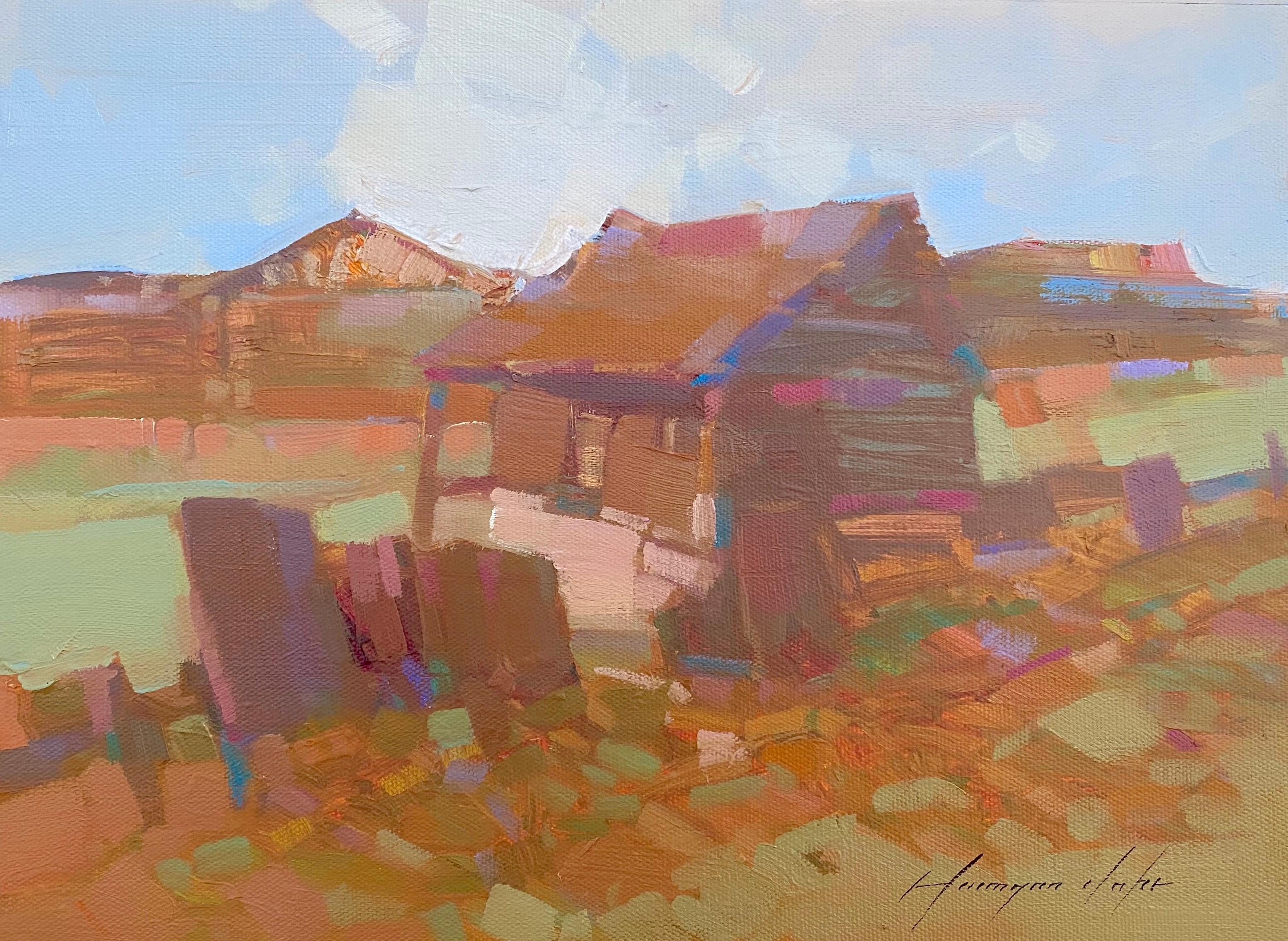 Vahe Yeremyan Landscape Painting - Village, Original oil Painting, Ready to Hang
