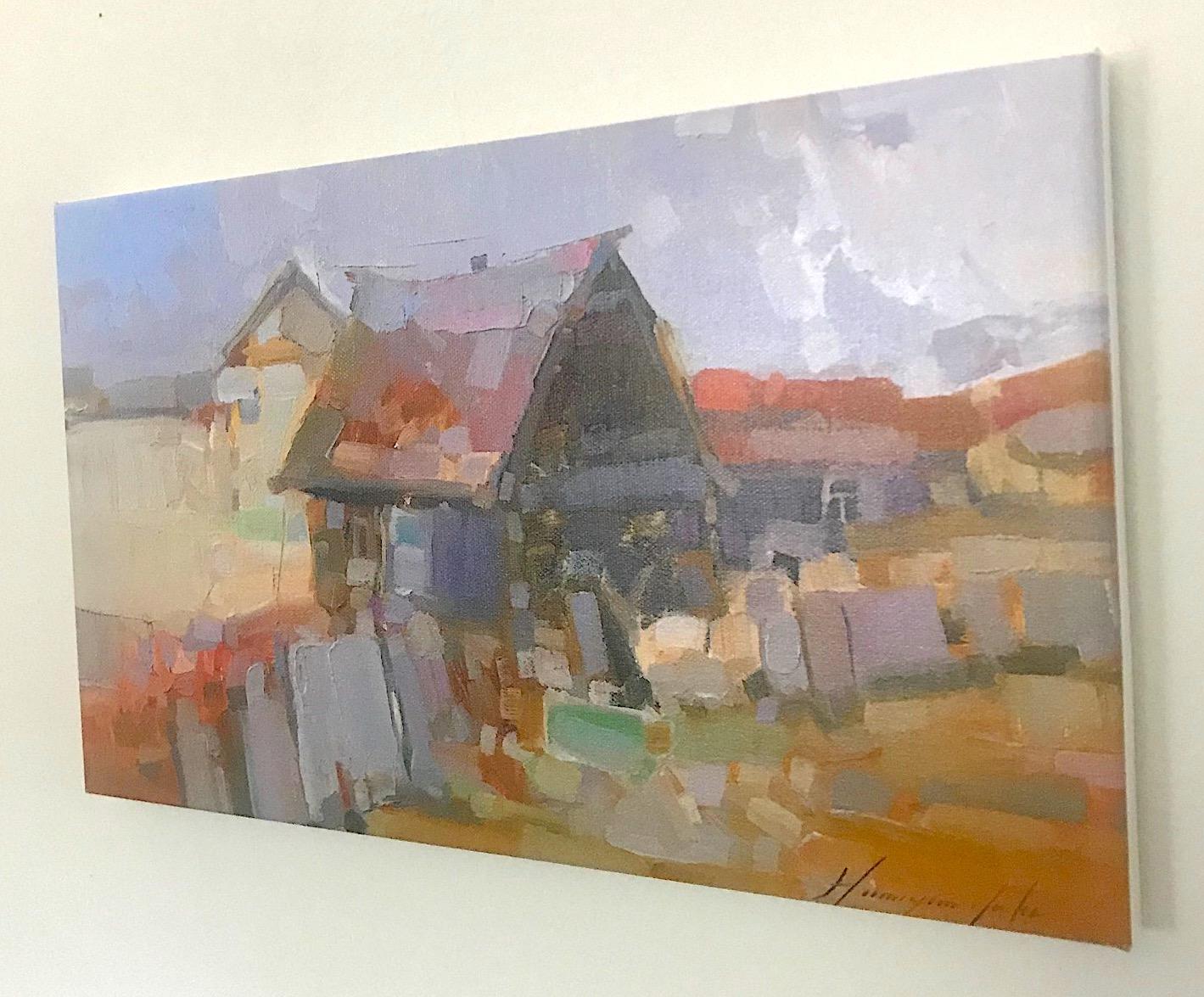 Village, Print on Canvas - Painting by Vahe Yeremyan