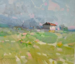 Village Way Landscape Impressionism Original oil Painting, Ready to Hang