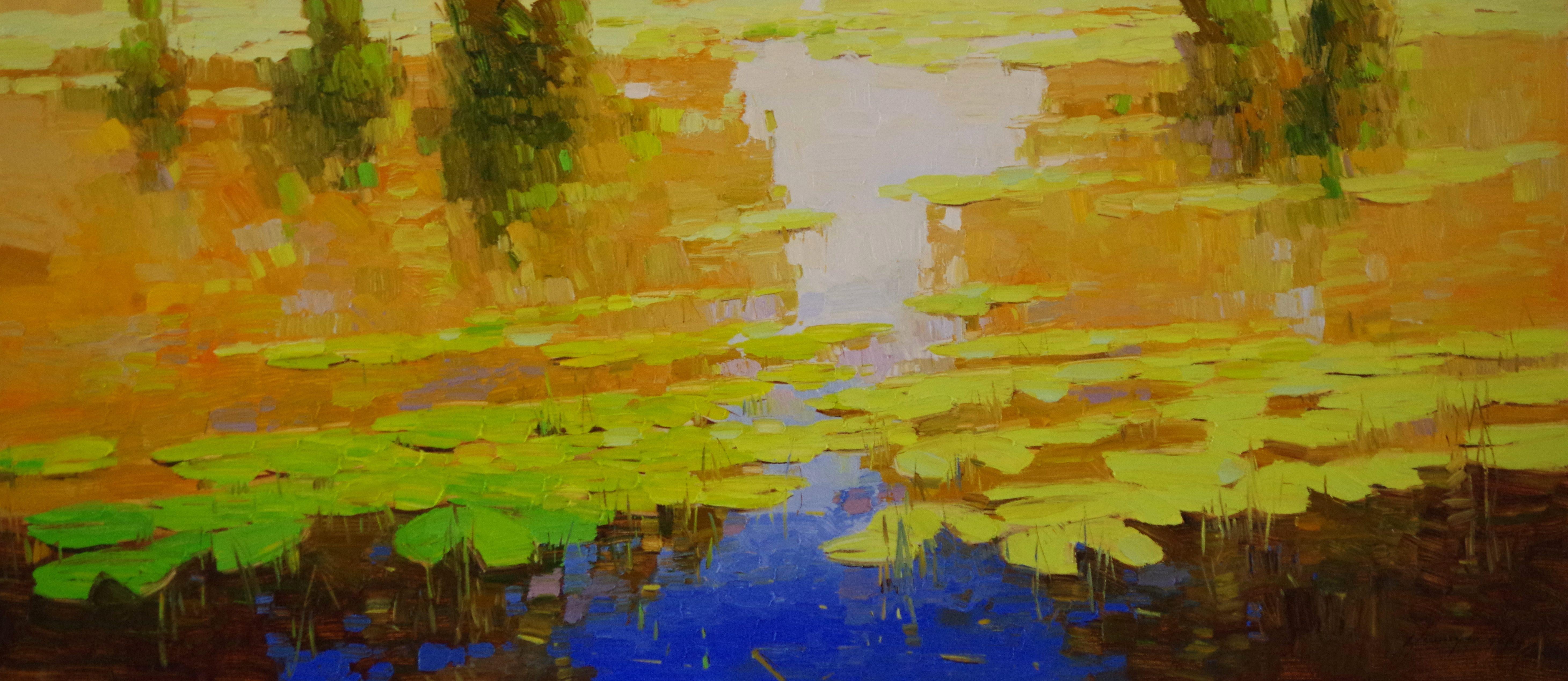Vahe Yeremyan Landscape Painting - Waterlilies- Autumn, Original Oil Painting, Ready to Hang