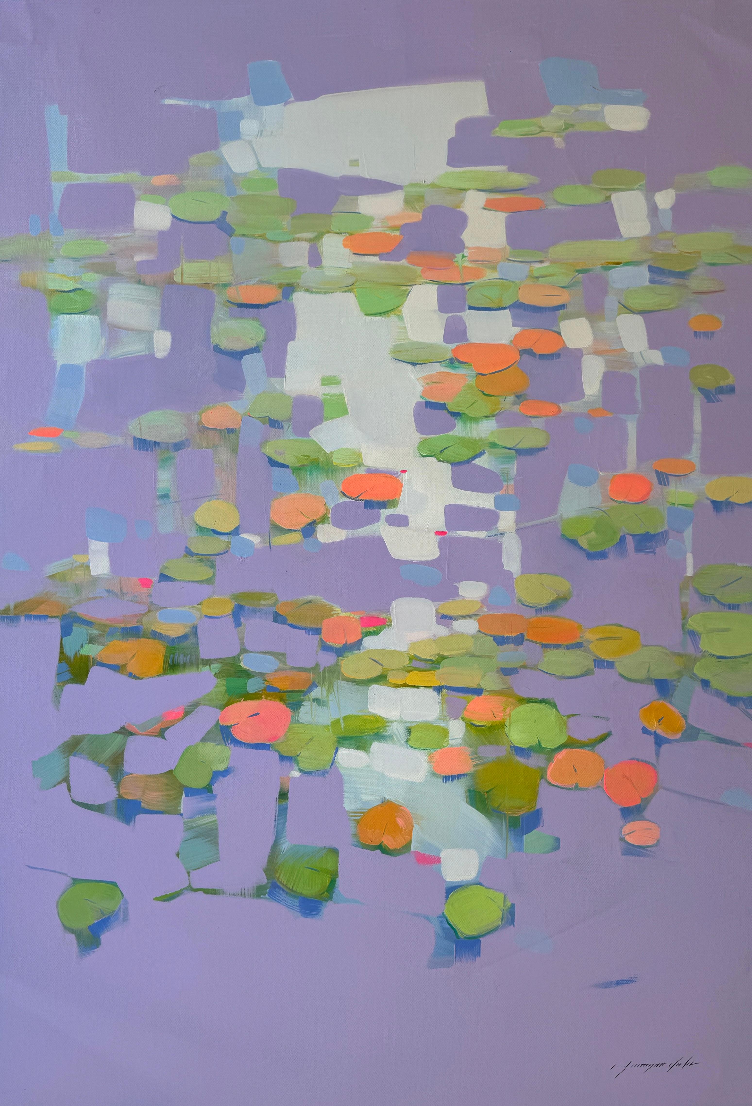Vahe Yeremyan Landscape Painting - Waterlilies Contemporary art Flowers Original oil Painting, Ready to Hang