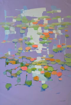 Waterlilies Contemporary art Flowers Original oil Painting, Ready to Hang