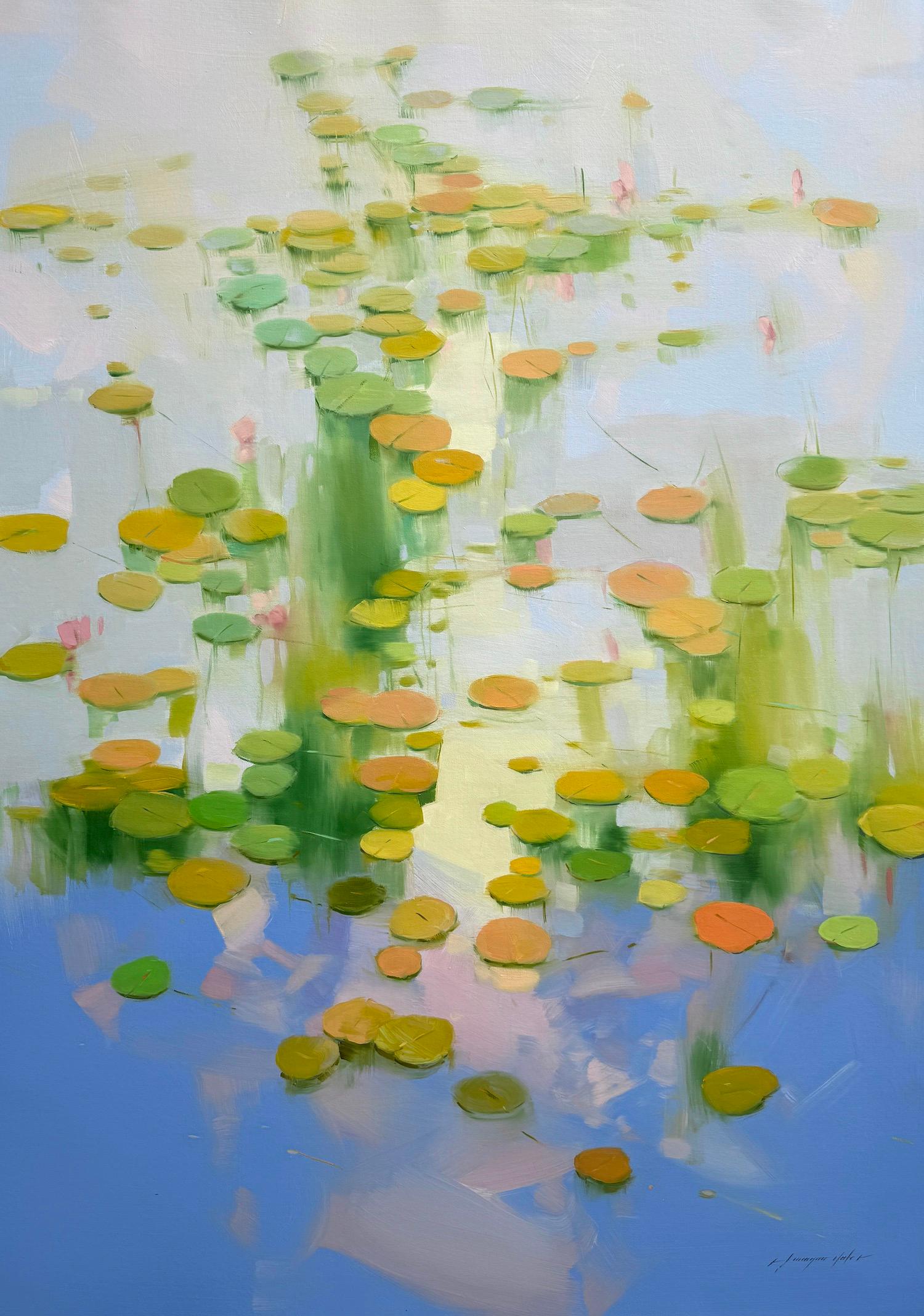 Nymphéas Peinture à l'huile originale, prête à être accrochée