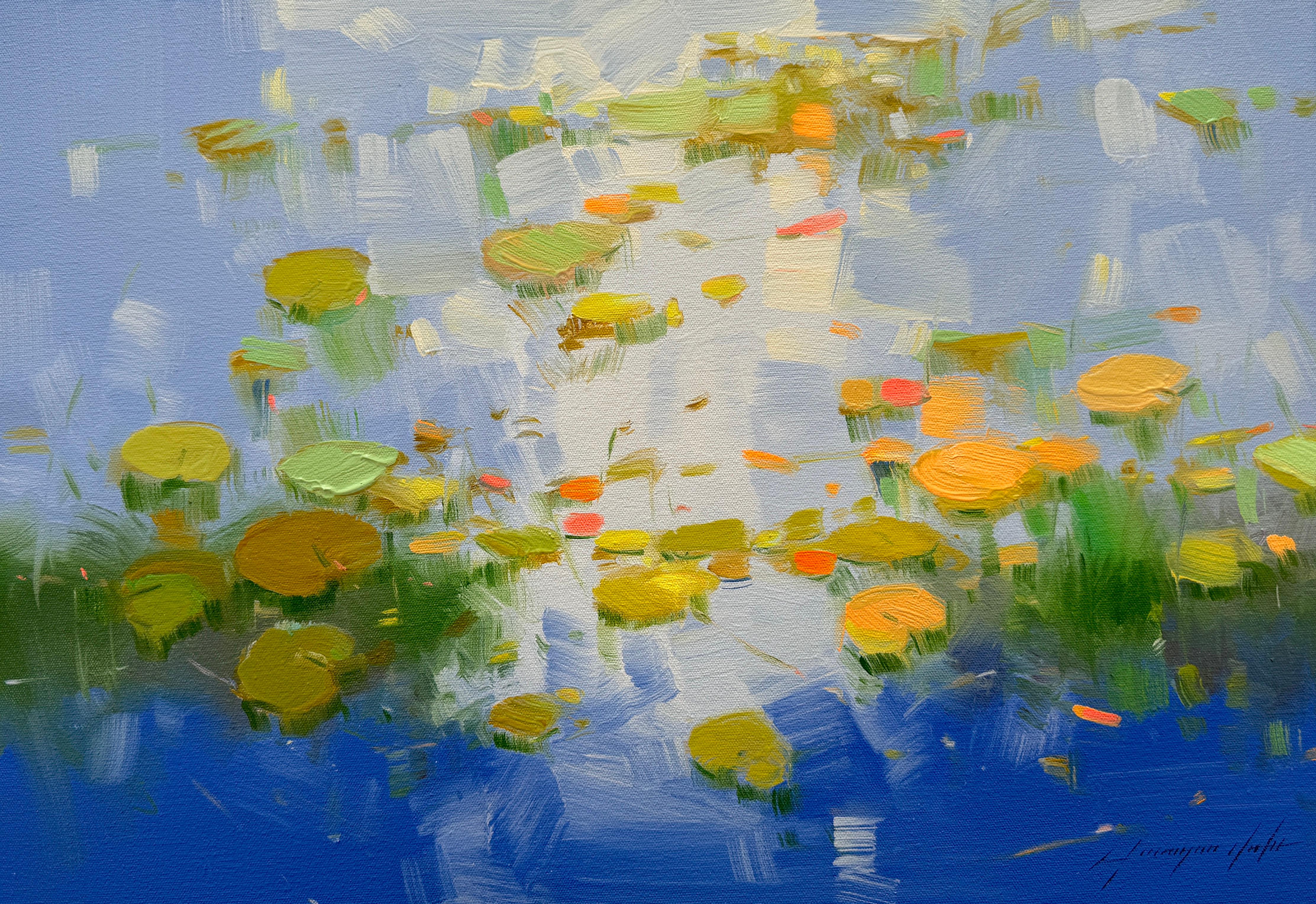 Vahe Yeremyan Landscape Painting - Waterlilies, Flowers, Impressionism, Original oil Painting, Ready to Hang
